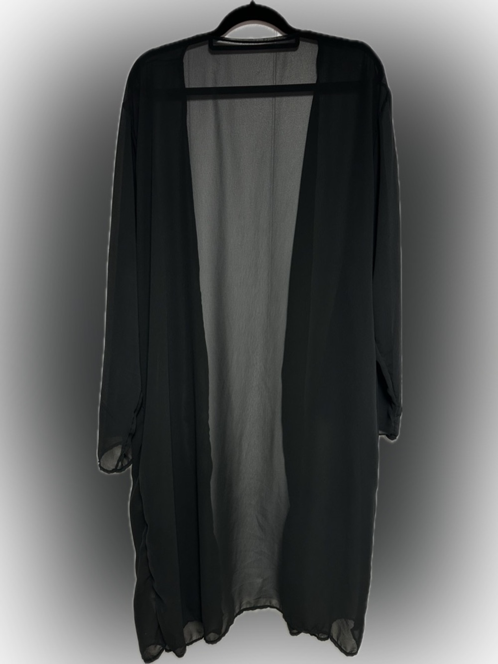 SHEIN Black Sheer Longline Kimono Duster Cardigan Cover Up 4XL Plus Size - Picture 5 of 5